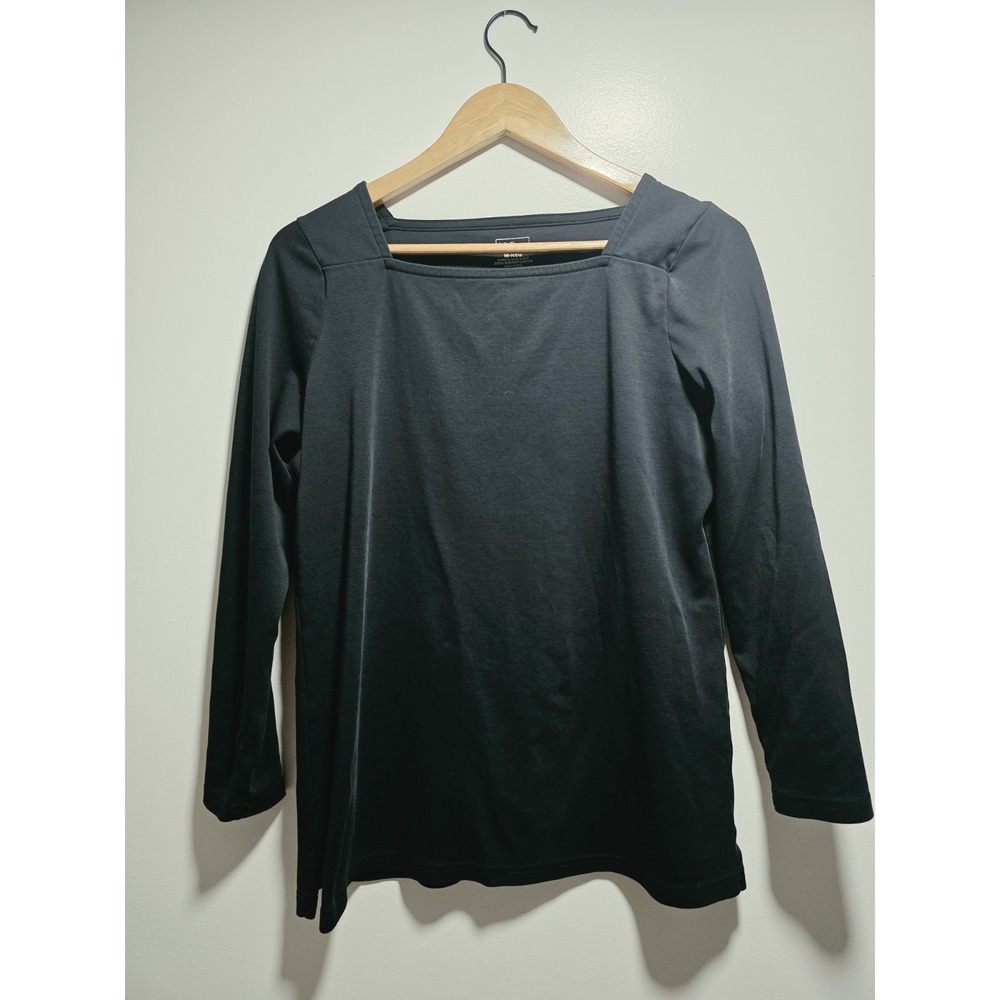 L.L Bean Women's Blouse Long Sleeve Square Neck Top 100% Supima Cotton Size M